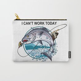 Funny Fishing - I Can't Work Today My Arm Is in a Cast Carry-All Pouch | White, Angling, Hook, Patent, Inventor, Flyfishing, 1911, Rights, Diagram, Inventions 