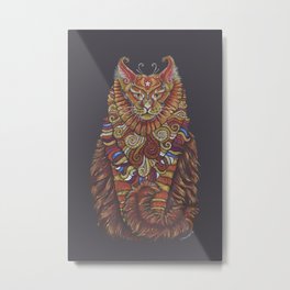Maine Coon Cat Totem Metal Print | Pattern, Illustration, Mainecooncat, Spiritanimal, Decorative, Organic, Figurative, Wild, Mandala, Native 