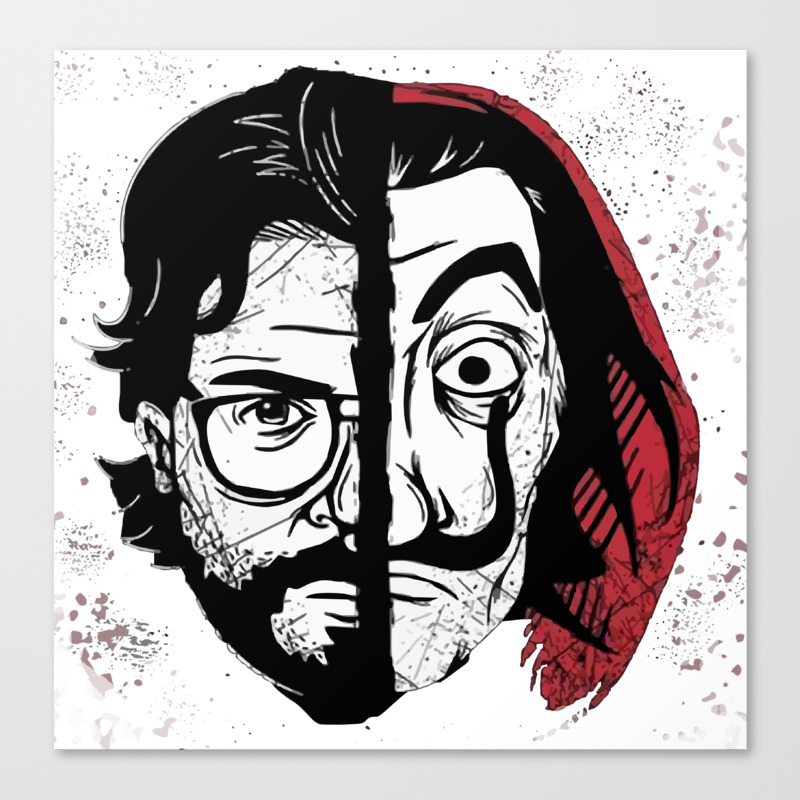 La Casa De Papel Professor And Salvador Dali Mask Canvas Print By Andersonfgarcia Society6