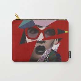 Starstruck (A Moment of Madness on Rodeo) Carry-All Pouch | Street Art, Painting, Abstract, Womanportrait, Acrylic, Stars, Makeup, Popsurrealism, Flowers, Black And White 