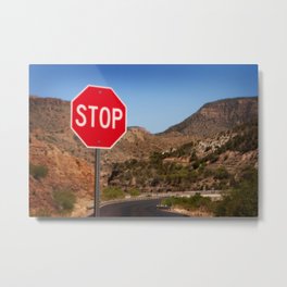 Stop! Metal Print | Sign, Arizona, Digital, Landscape, American, Photo, Usa, Stop, Desert, Americana 