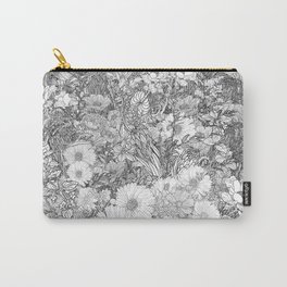 Paradiso Carry-All Pouch | Botanical, Blackandwhite, Garden, Lineart, Drawing, Illustration, Floral, Wilderness, Landscape, Flowers 