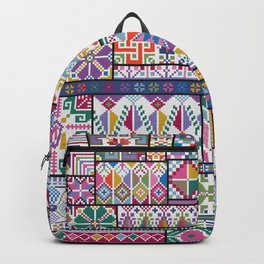 Palestinian Simple Tatreez Sampler - Decoelian Backpack | Tatreez, Crossstitch, Ukrain, Ukranian, Jordanian, Digital, Sampler, Graphicdesign, Flower, Embroidery 
