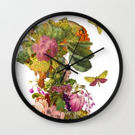 Magic Garden XI Wall Clock | Fantasy, Illustration, Botanical, Color, Floral, Flowers, Dawnleblanc, Graphicdesign, Nature, Whitebackground 