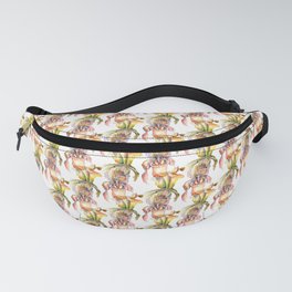 Watercolor Paphiopedilum  Orchids in Vivid Colors Fanny Pack