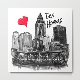 I love Des Moines Metal Print | Usa, City, Love, Digital, Desmoines, Painting, Heart, Iowa 