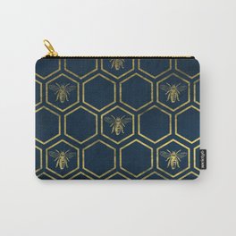 Honey Bee in Navy and Gold Carry-All Pouch