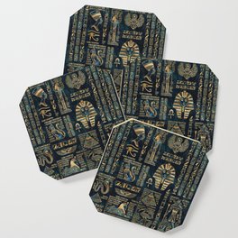 Egyptian hieroglyphs and deities -Abalone and gold Coaster