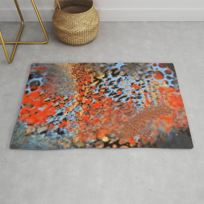 Blue Orange Black Explosion Abstract Rug By Jessielee72 Society6