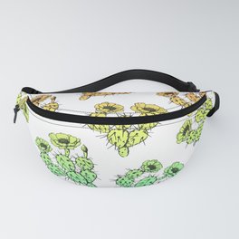 Modern abstract teal coral gradient floral cactus Fanny Pack