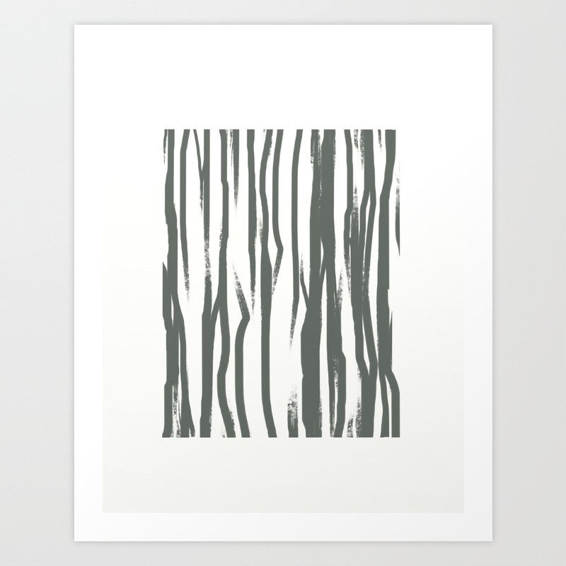 Black And White Abstract Art Print Brush Stroke Painting