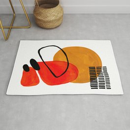 Mid Century Modern Abstract Vintage Pop Art Space Age Pattern Orange Yellow Black Orbit Accent Rug | Acrylic, Popart, Orangeyellow, Pattern, Painting, Ink, Spaceage, Midcentury, Modernabstract, Vintage 