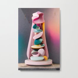 Abstract Organic Colorful Sculpture 1 - Retrofuturistic Metal Print | Sculpture, Digital, Graphicdesign, Ai, Colorful, Digitalsculpture, Midjourney, Neon, 3D, Retro 