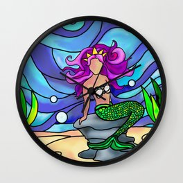 Stained Glass Mermaid Wall Clock | Digital, Mermaid, Drawing, Stainedglass 