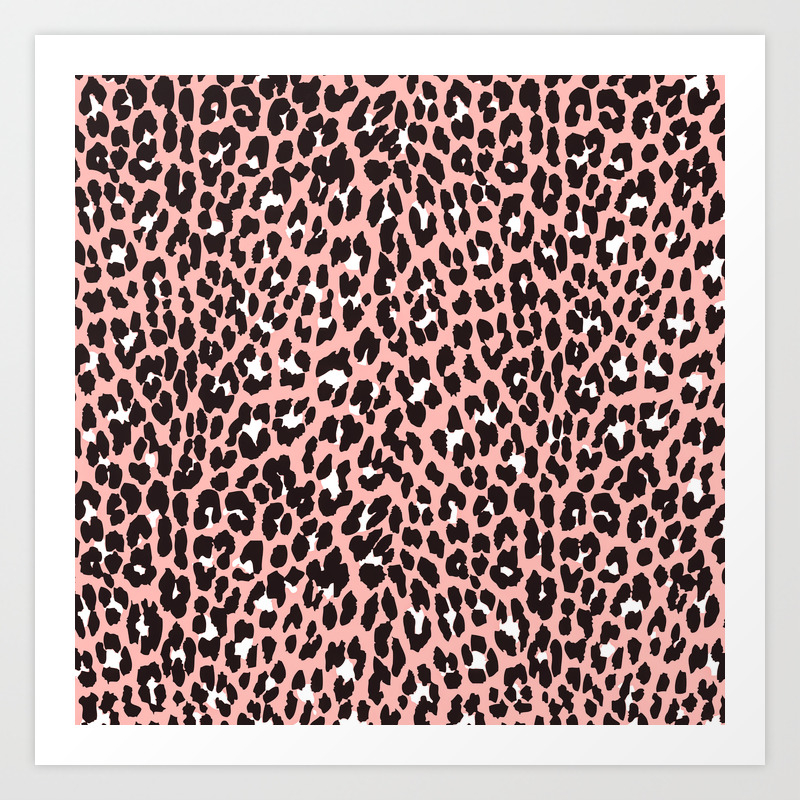 Blush Pink Black White Abstract Cheetah Animal Print Art Print By