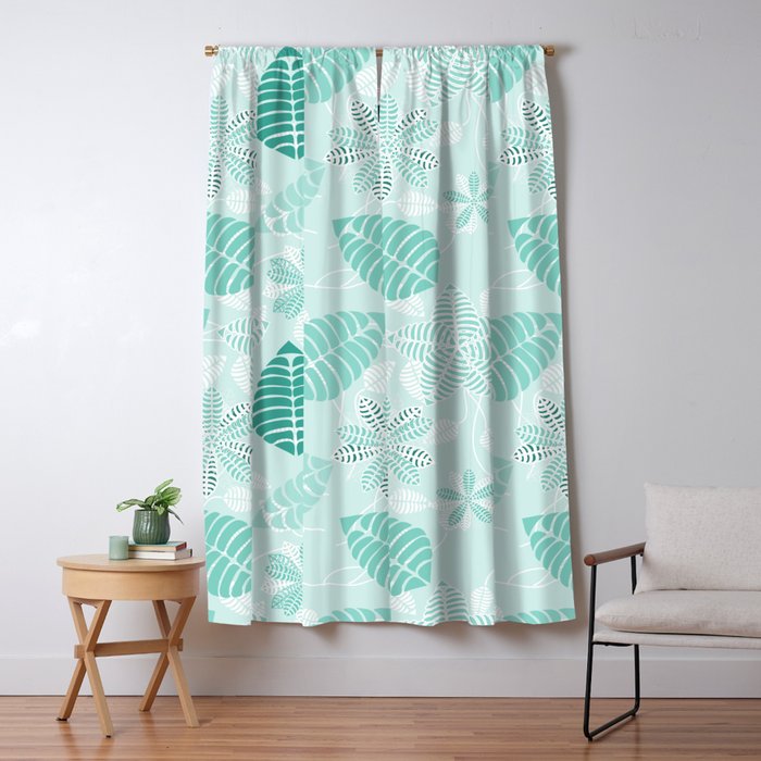 Abstract Floral Pattern In Shades Of Teal And Green Blackout