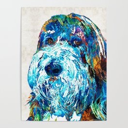 Bearded Collie Art 2 - Dog Portrait by Sharon Cummings Poster
