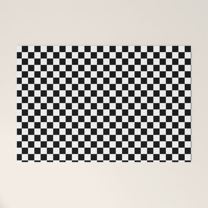 Classic Black and White Race Check Checkered Geometric Win Mat