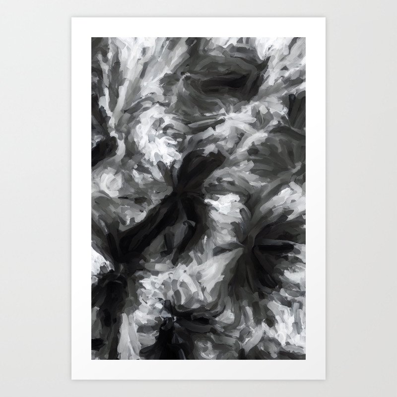 Black And White Abstract Painting Texture Background Art Print By