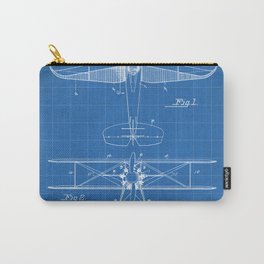 Biplane Patent - Airplane Fan Historical Aviation Art - Blueprint Carry-All Pouch