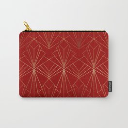 Crimson Red Art Deco Carry-All Pouch | Digital, Lines, Crimson, Graphicdesign, Outline, Luxurious, Shiny, Art, Glamor, Gold 