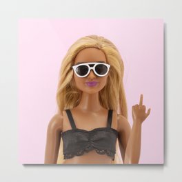 K Bye :) Metal Print | Barbie, Rude, Middlefinger, Photo, Fun, Digital, Pink, Sunglasses, Curated, Doll 