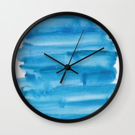 4   |  190408 Blue Abstract Watercolour Wall Clock | Ink, Bold, Watercolour, Alcohol, Minimal, Painting, Chunky, Lines, Mute, Colou 