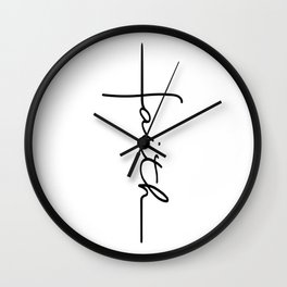 Faith Cross Wall Clock | Simple, Christian, Willstand, Blessed, Quote, Pray, Cursive, Agape, Bible, Graphicdesign 