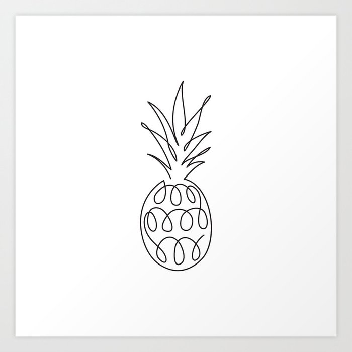Abstract Pineapple Single Line Drawing Minimalistic Art Art