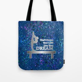 Gymnastics Live Your Dream-Silver and Navy Digital Design Tote Bag