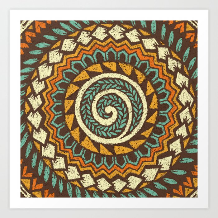 Retro Abstract 60s 70s Polynesian Tattoo Design Vintage Blue Art