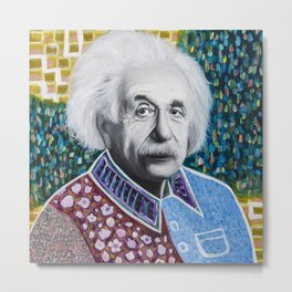 Einstein Painting Metal Print | Abstract, Pattern, Color, Relativity, Curated, Genious, Acrylic, Famous, History, Face 