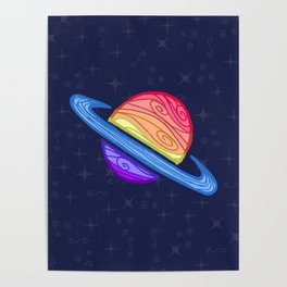 LGBTQIA+ Xenogender Pride Flag Outer Space Planet Poster