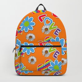 Hippie Heart Rainbow Print in Orange Backpack | Daisy, Backtoschool, Valentinsday, Decor, Halloween, Heart, Birthday, Orange, Kids, Fashion 