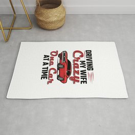 Car Collector Driving My Wife Crazy One Car At a Time Rug | Carcollection, Streetrod, Funny, Quote, Carcollector, Graphicdesign, Classiccars, Musclecars, Restoredcars, Husband 
