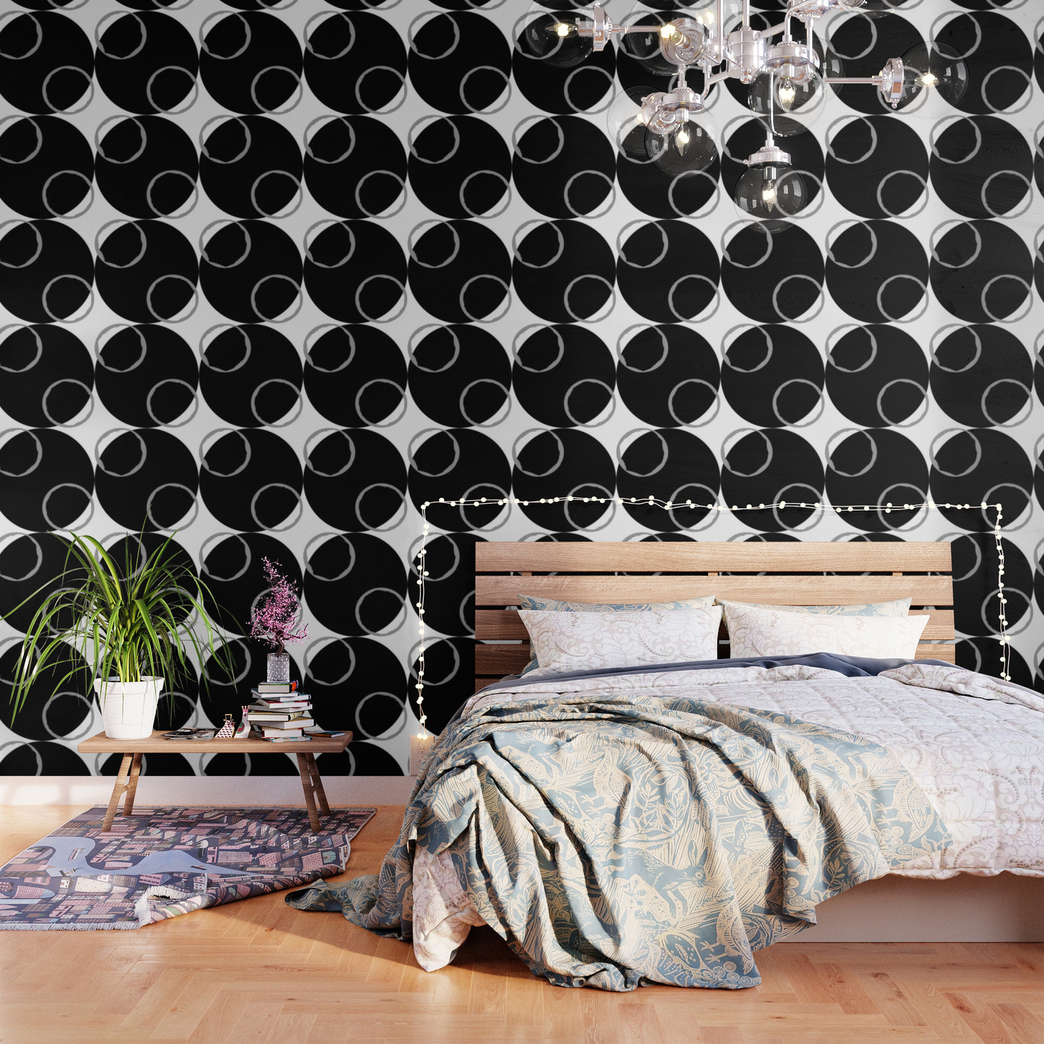 Two And One Minimalist Black And White Abstract Wallpaper By Abstractblackwhite Society6