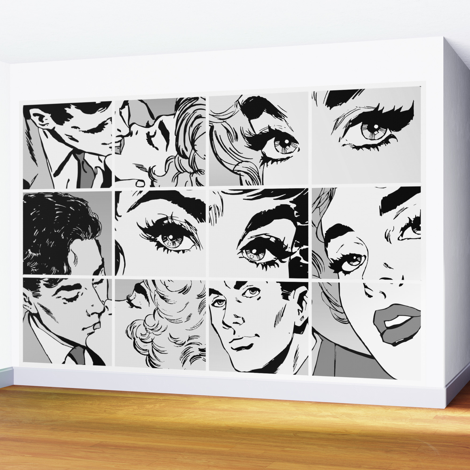 Black & White Pop Art Wall Mural, Self adhesive removable wallpaper, peel  and stick, temporary wallpaper, wall art Wall Mural by Allegra B | Society6