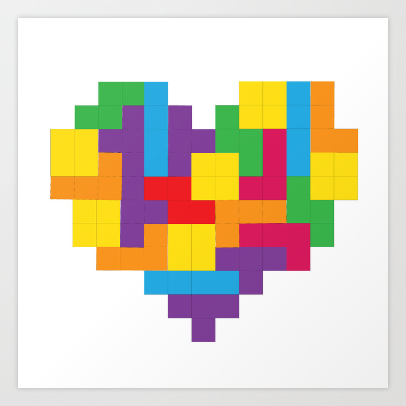 Tetris Heart Art Print by Shannon's Sketchfest | Society6