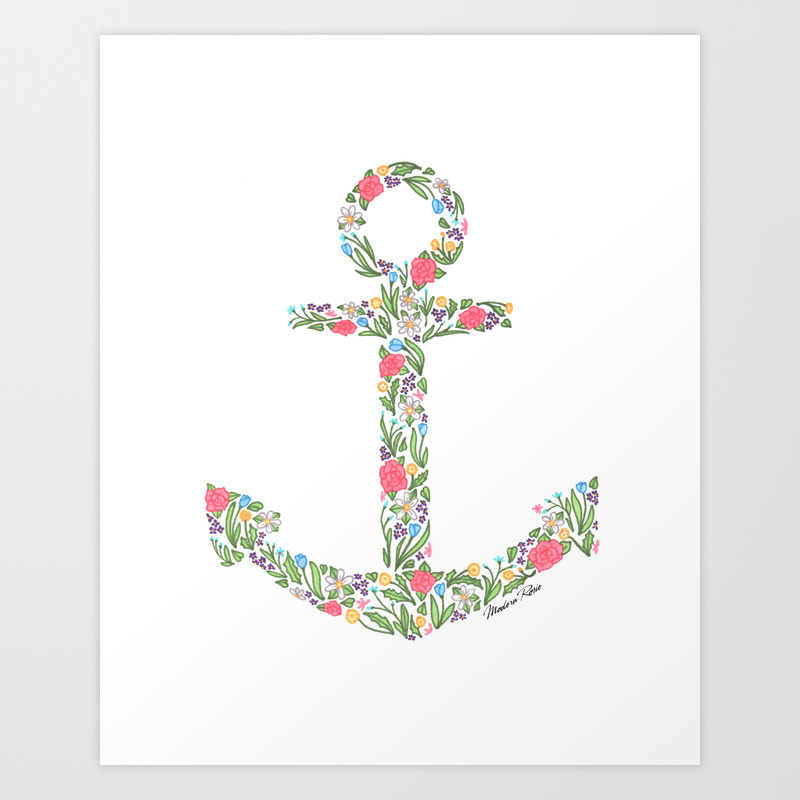 anchor drawing tumblr with flowers