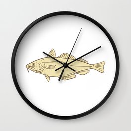 Atlantic Cod Fish Drawing Wall Clock | Graphicdesign, Atlanticcod, Illustration, Animal, Wildlife, Cod, Digital, Marinelife, Fish, Vector 