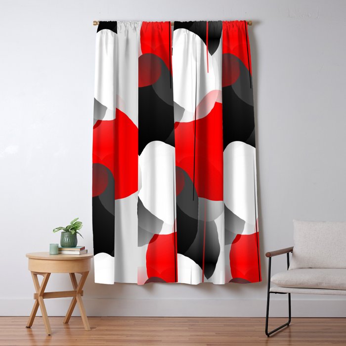 Modern Anxiety Abstract Red Black Gray Blackout Curtain By