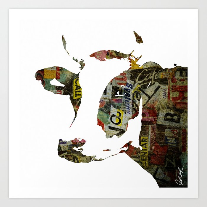 Graffiti Cow Pop Art Colorful Modern Abstract Painting Poster