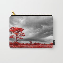 Surreal Forest Carry-All Pouch | Naturephotography, Darksky, Redtrees, Redleaves, Fairytaleforest, Utopic, Artwall, Thunderstorm, Surrealforestphoto, Artcollection 