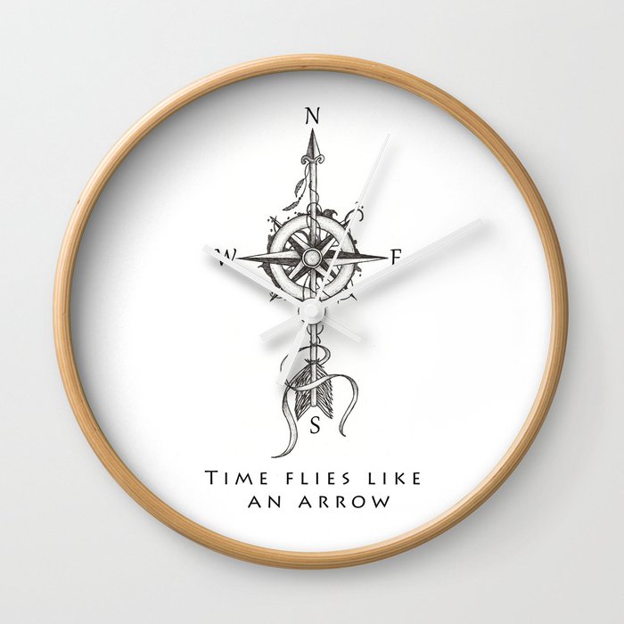 Time flies like an arrow (tattoo style) Wall Clock by Beatrizxe | Society6