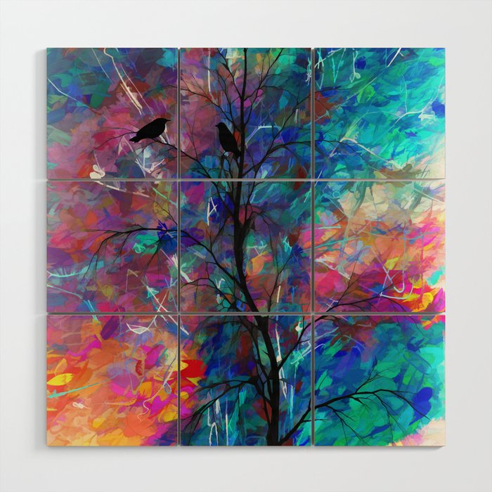 Love Birds Abstract Painting Wood Wall Art By Olenaart Society6