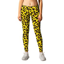 Lemon Yellow Leopard Spots Animal Print Pattern Leggings | Bigcat, Fur, Orangespots, Yellowblackspots, Cheetah, Animal, Spottedleopard, Animalskin, Classicprint, Leopardcoat 