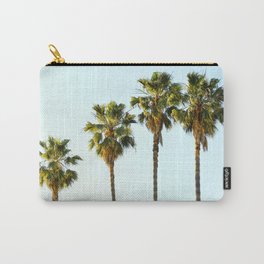 Four Palm Trees Carry-All Pouch | Floral, Blue, Modern, Palms, Landscape, Beach, Palmtrees, Losangeles, Palmprints, Sky 