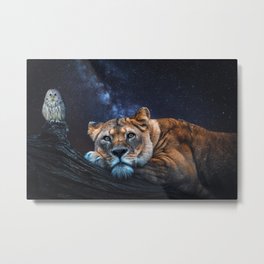 Midnight starlight lion Metal Print | Ink, Woods, Graphicdesign, Lion, Fantasy, Stars, Watercolor, Pop Art, Sky, Digital 