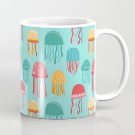 Rainbow Jellyfish On Aqua Coffee Mug