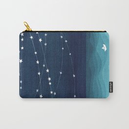 Garlands of stars, watercolor teal ocean Carry-All Pouch | Star, Nautical, Paperboat, Romantic, Vapinx, Teal, Ocean, Pattern, Painting, Stars 